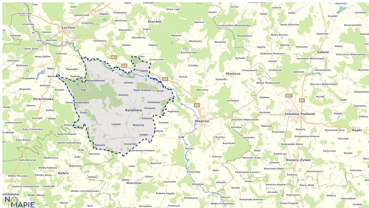 Mapa obszarów ochrony przyrody Korytnicy