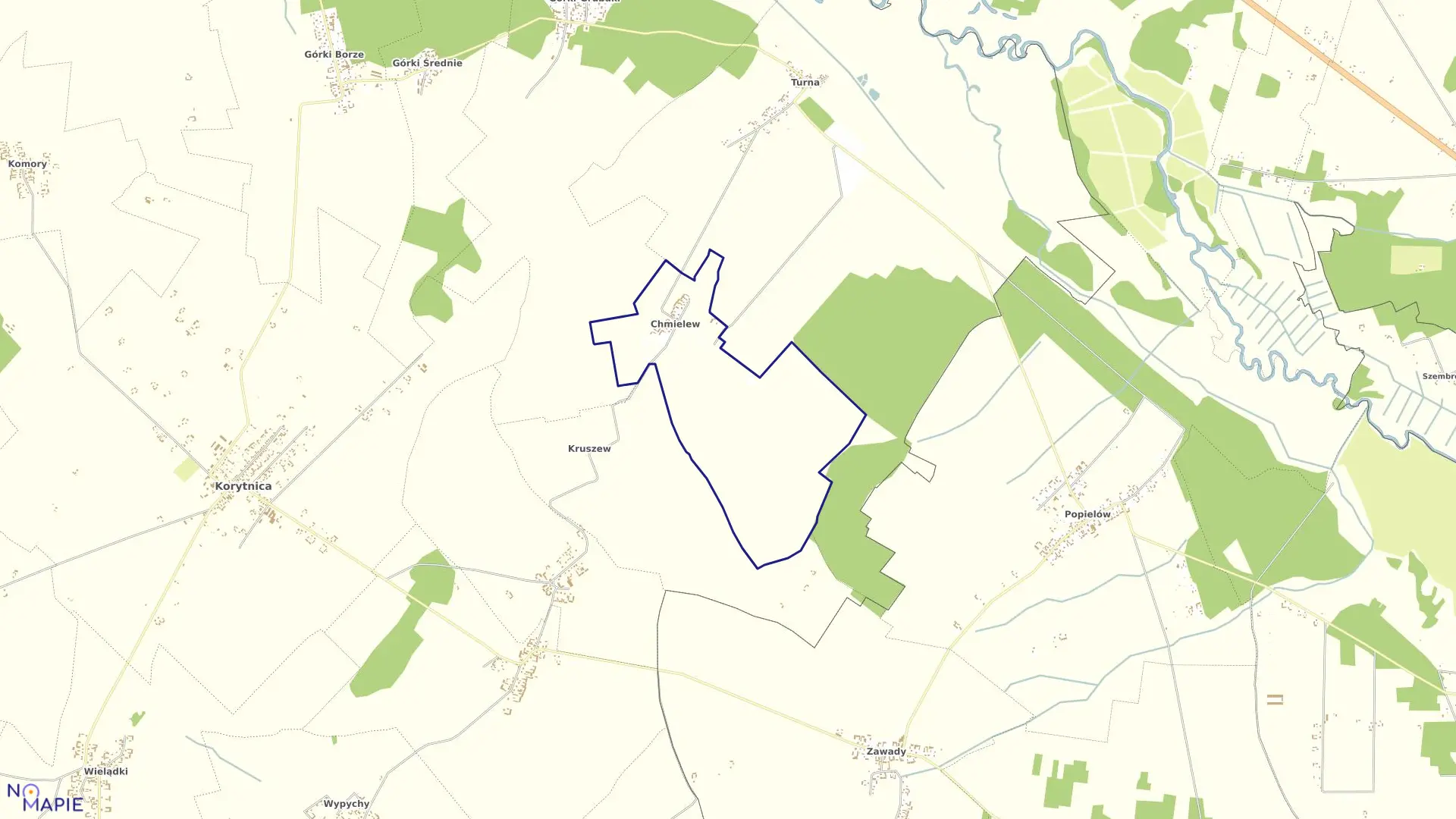 Mapa obrębu CHMIELEW w gminie Korytnica