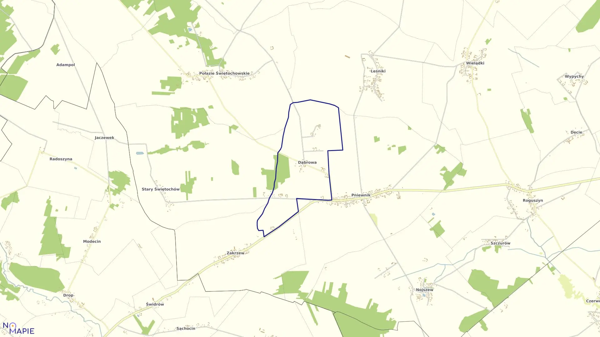 Mapa obrębu DĄBROWA w gminie Korytnica