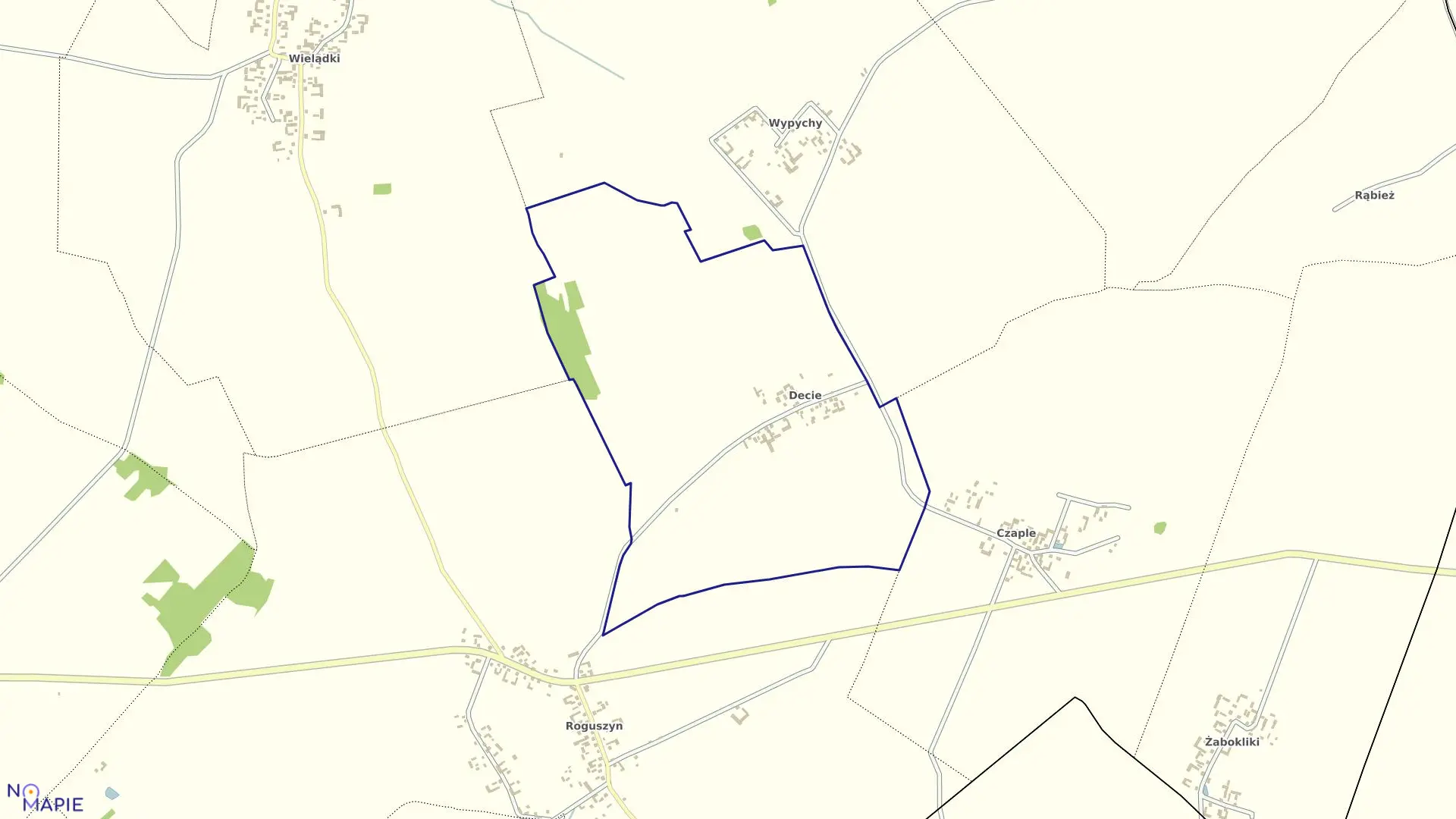 Mapa obrębu DECIE w gminie Korytnica