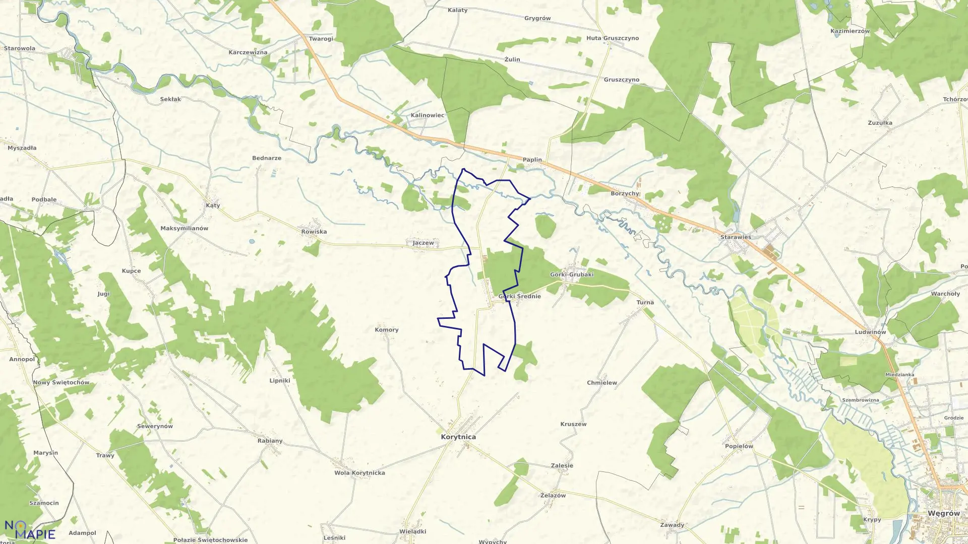 Mapa obrębu GÓRKI BORZE w gminie Korytnica