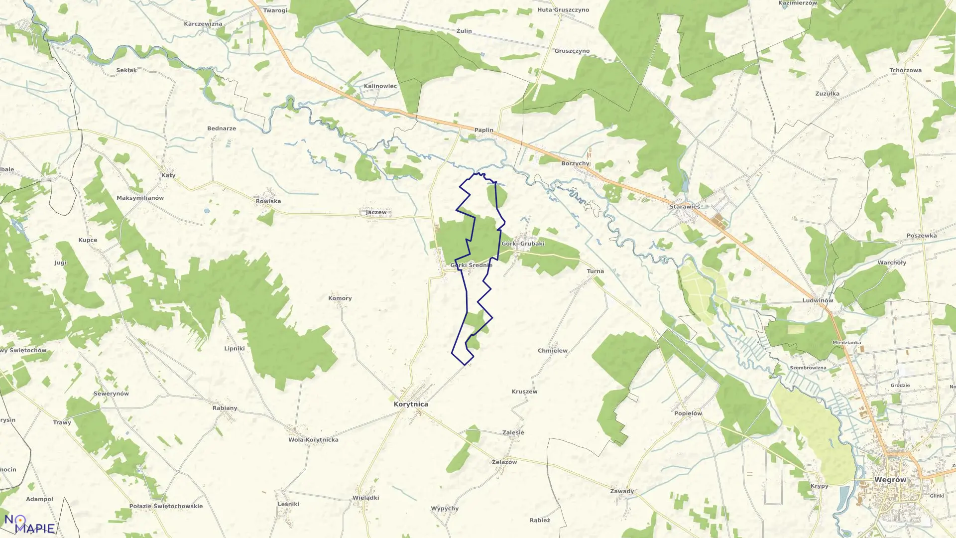 Mapa obrębu GÓRKI ŚREDNIE w gminie Korytnica
