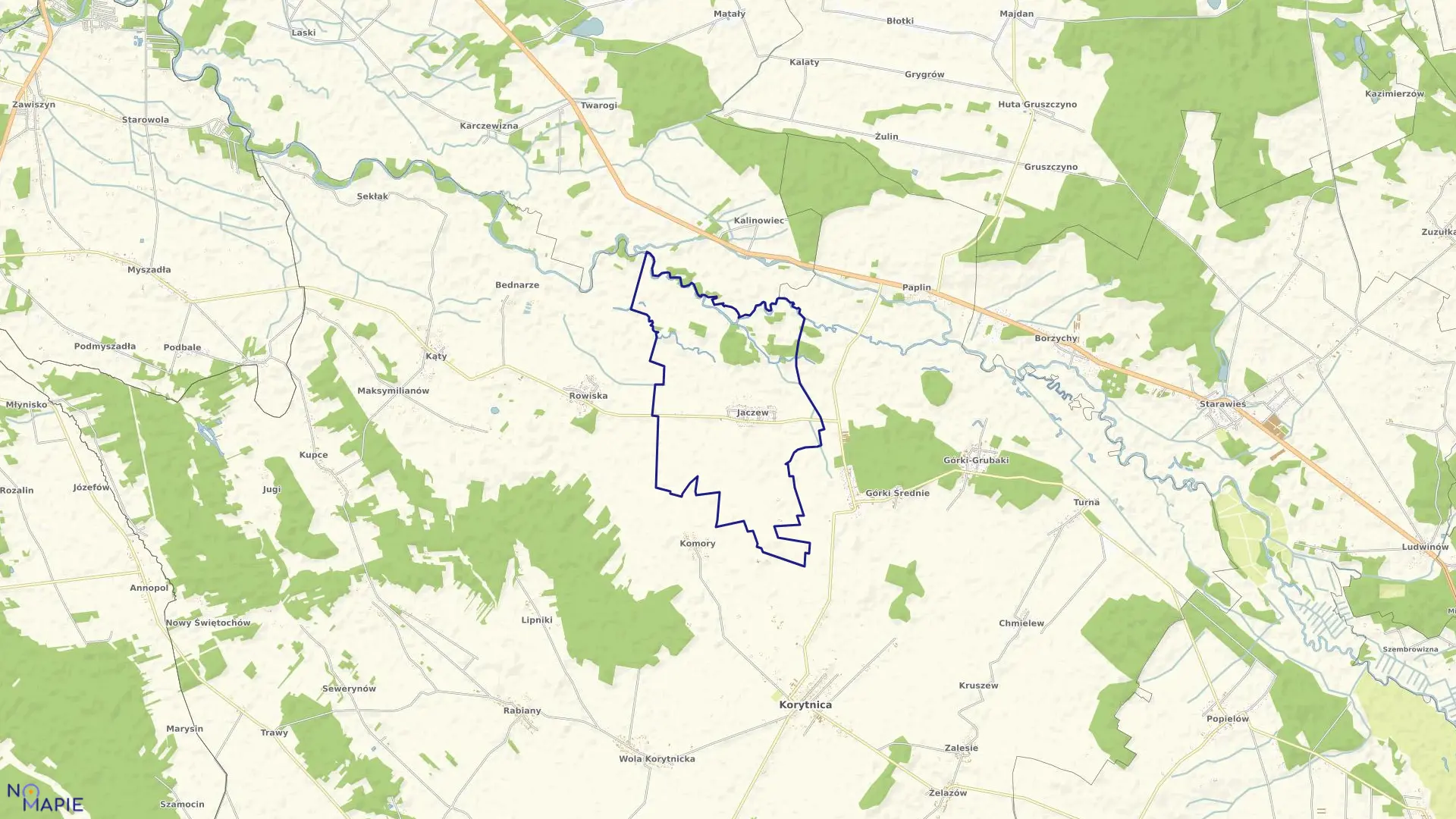 Mapa obrębu JACZEW w gminie Korytnica