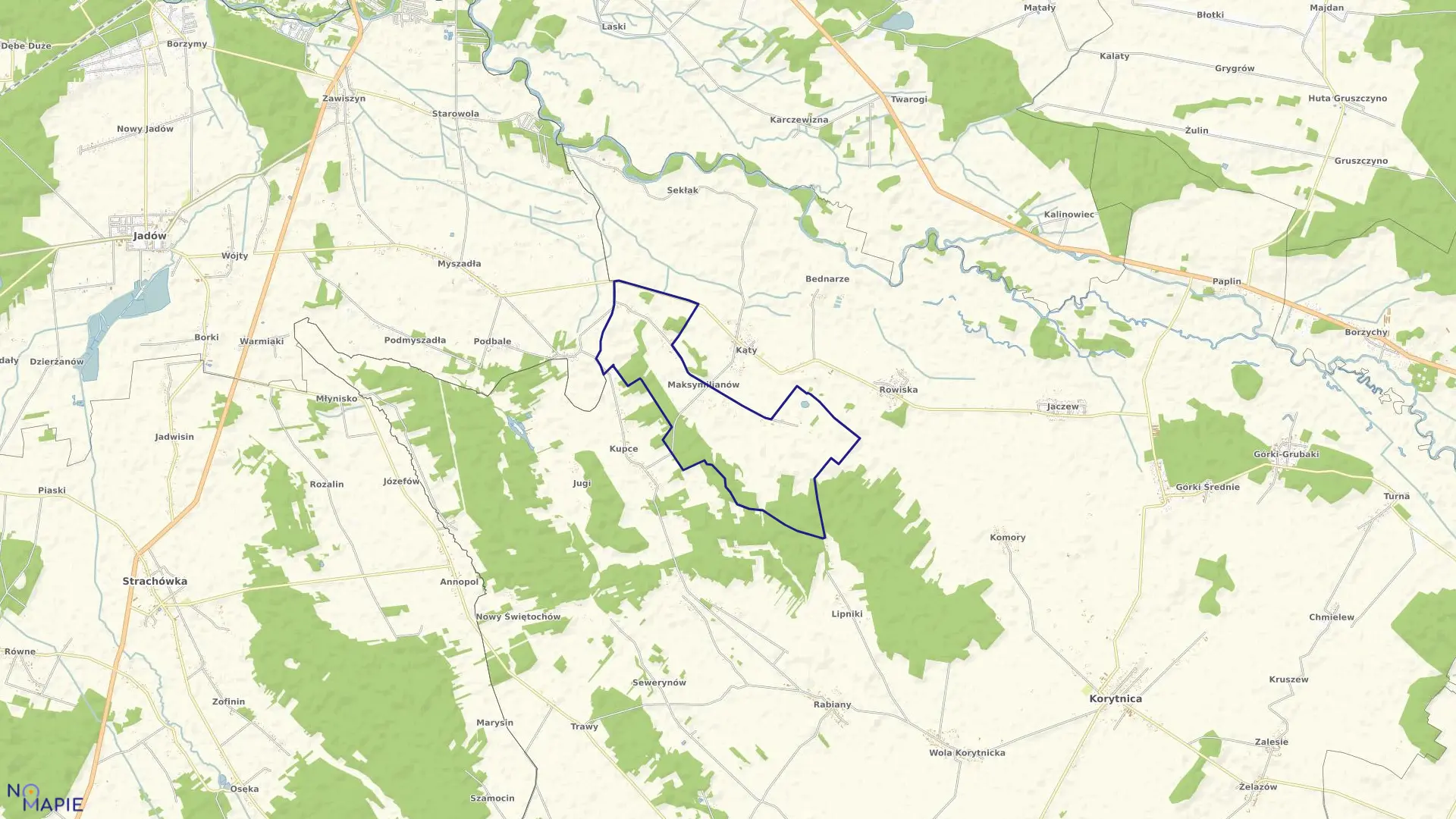 Mapa obrębu MAKSYMILIANÓW w gminie Korytnica