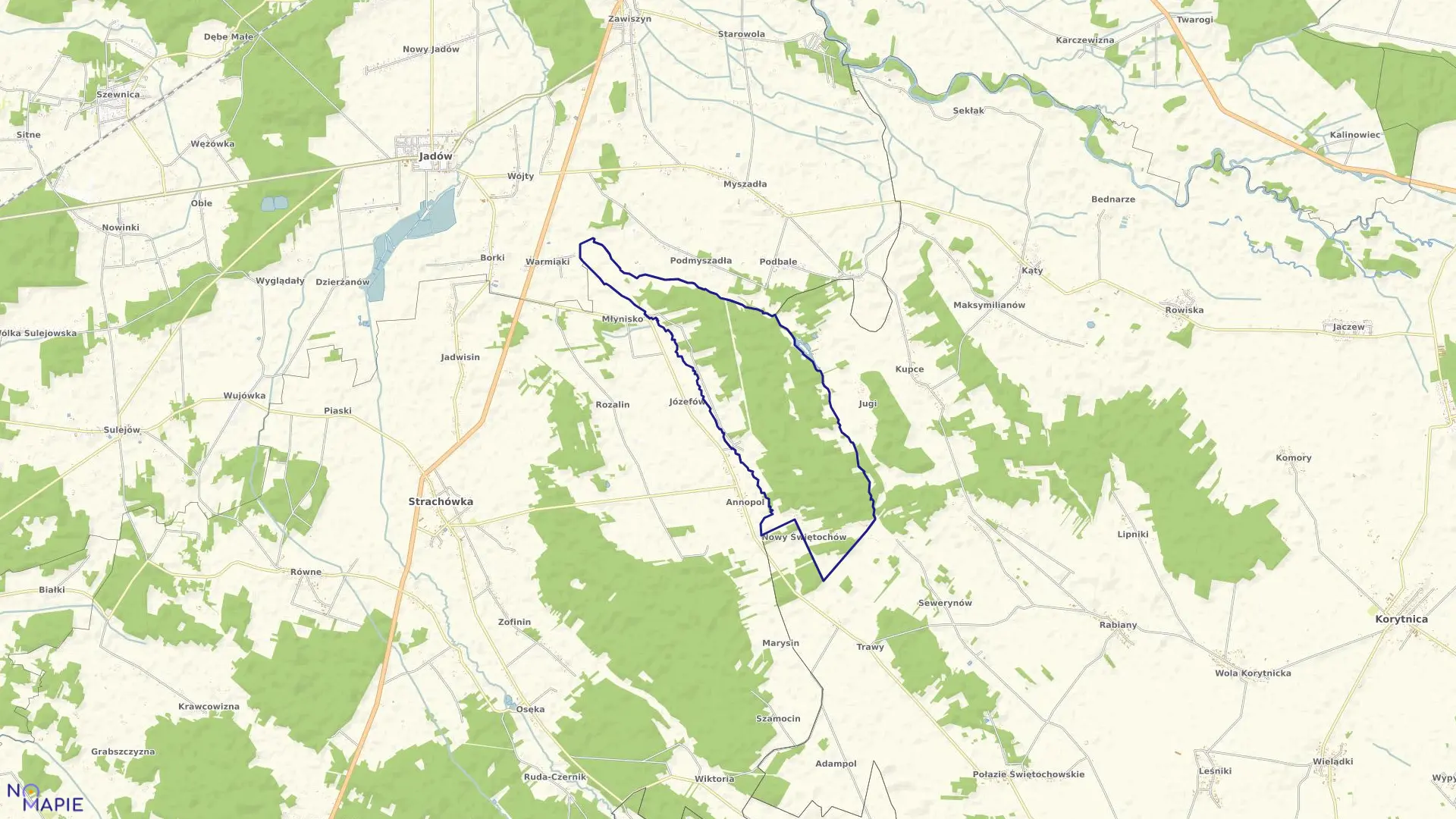 Mapa obrębu NOWY ŚWIĘTOCHÓW w gminie Korytnica